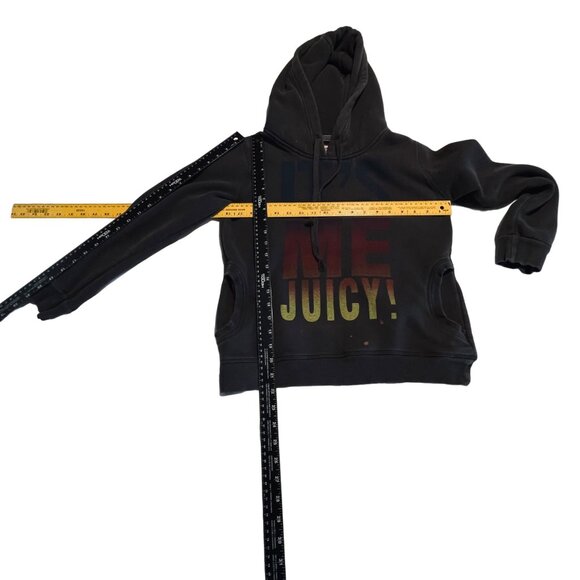 Juicy Couture Women's Hoodie "It's Me Juicy!" Graphic Size M Black WORN BLEACHED - Picture 8 of 8